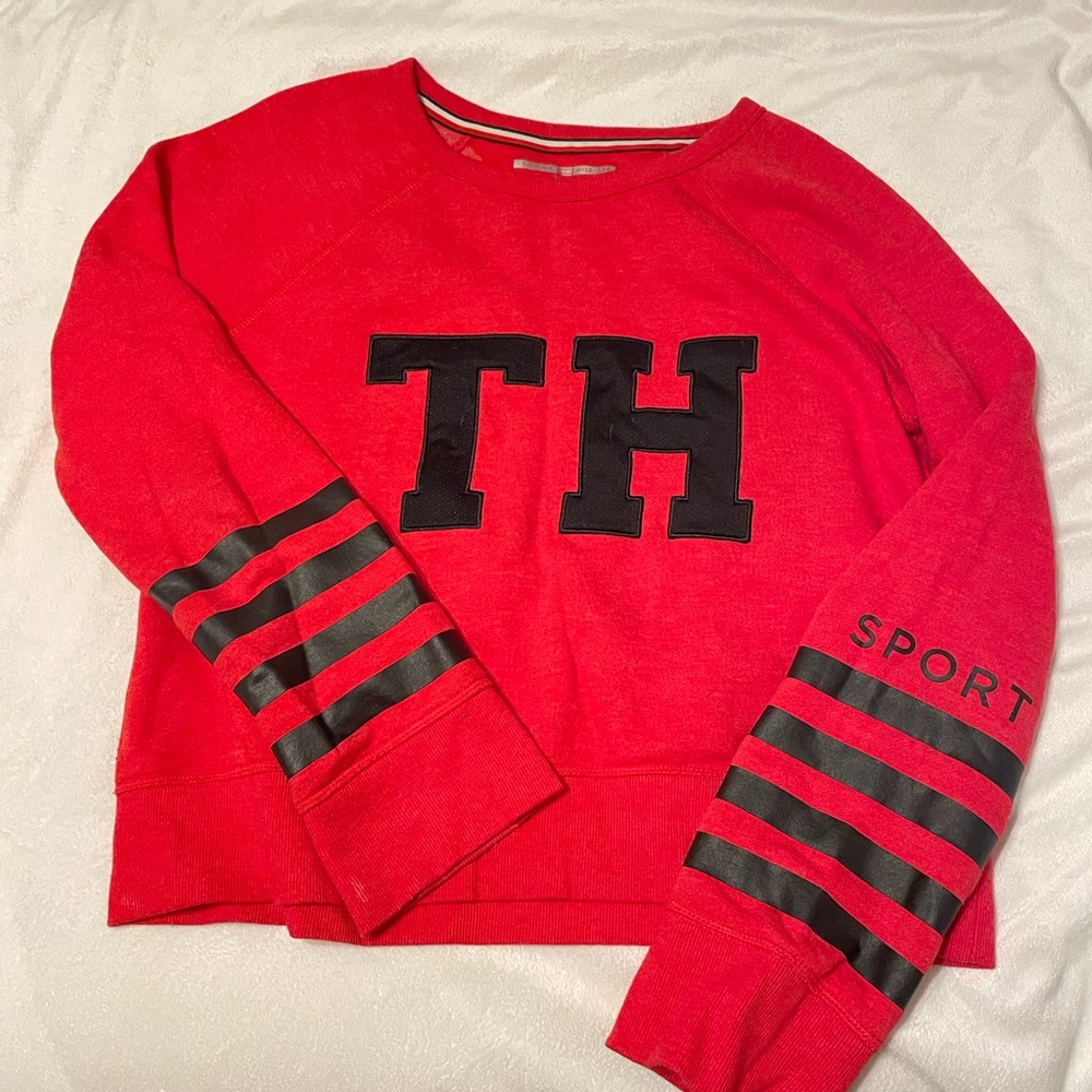Tommy Hilfiger Red Sweatshirt with Black Lettering